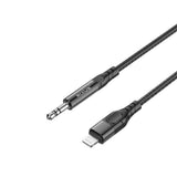 Câble audio tressé Rixus RXMU35L 3,5 mm AUX vers Lighting, 1,2 m, noir