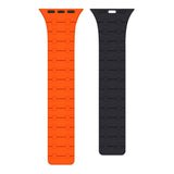Bracelet magnétique en silicone Rixus pour Apple Watch 42 mm, 44 mm, 45 mm, 49 mm Orange et Midnight