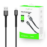 Câble USB vers Lightning tressé en nylon Rixus RXU71A, 1,2 m, noir