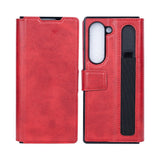 Étui portefeuille Rixus avec porte-stylo pour Samsung Galaxy Z Fold6 rouge