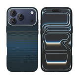 Coque Ultra-Fine Rixus Alpine Compatible MagSafe RXA131 Pour Apple iPhone 17 Pro Max, 18 Pro Max Rayé Bleu