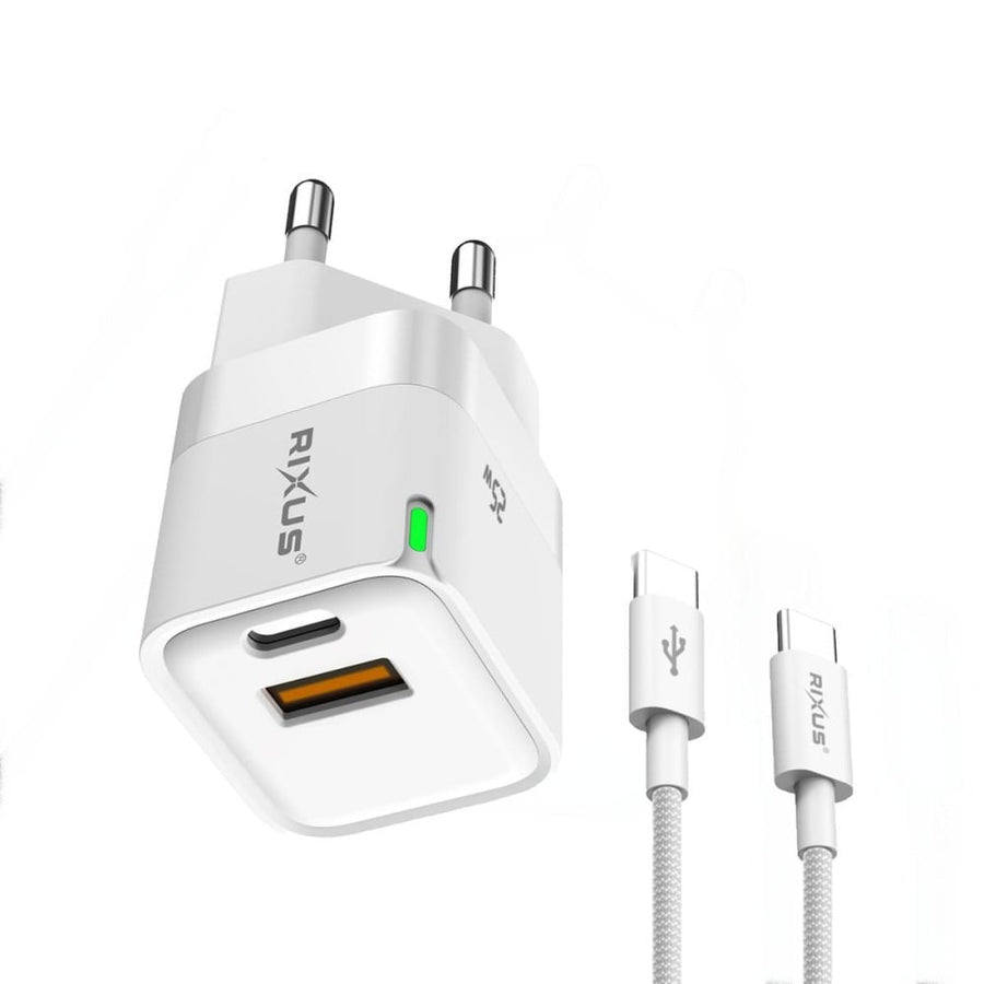 Kit chargeur mural Rixus RXHC11 25 W avec câble USB-C vers USB-C