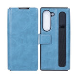 Étui portefeuille Rixus avec porte-stylo pour Samsung Galaxy Z Fold5 bleu Sierra