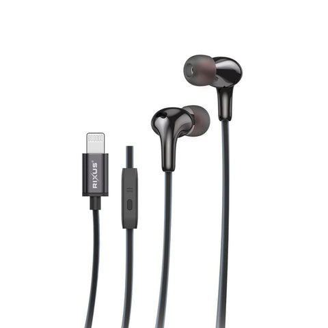 Écouteurs intra-auriculaires stéréo filaires Lightning Rixus RXHD27L, noir