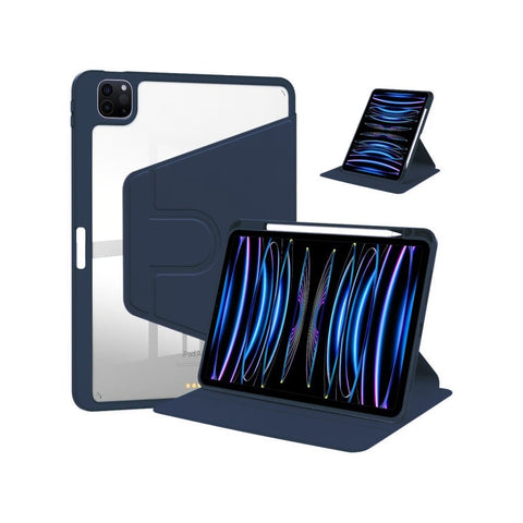Étui de protection en cuir PU bleu foncé pour iPad 10,2 et 10,5