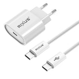 Chargeur rapide Rixus RXHC20C Câble USB-C vers USB-C 1,8 m 20 W Blanc
