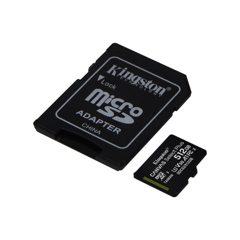 Carte mémoire MicroSD Kingston Canvas Select Plus 512 Go 100R A1 C10 avec adaptateur