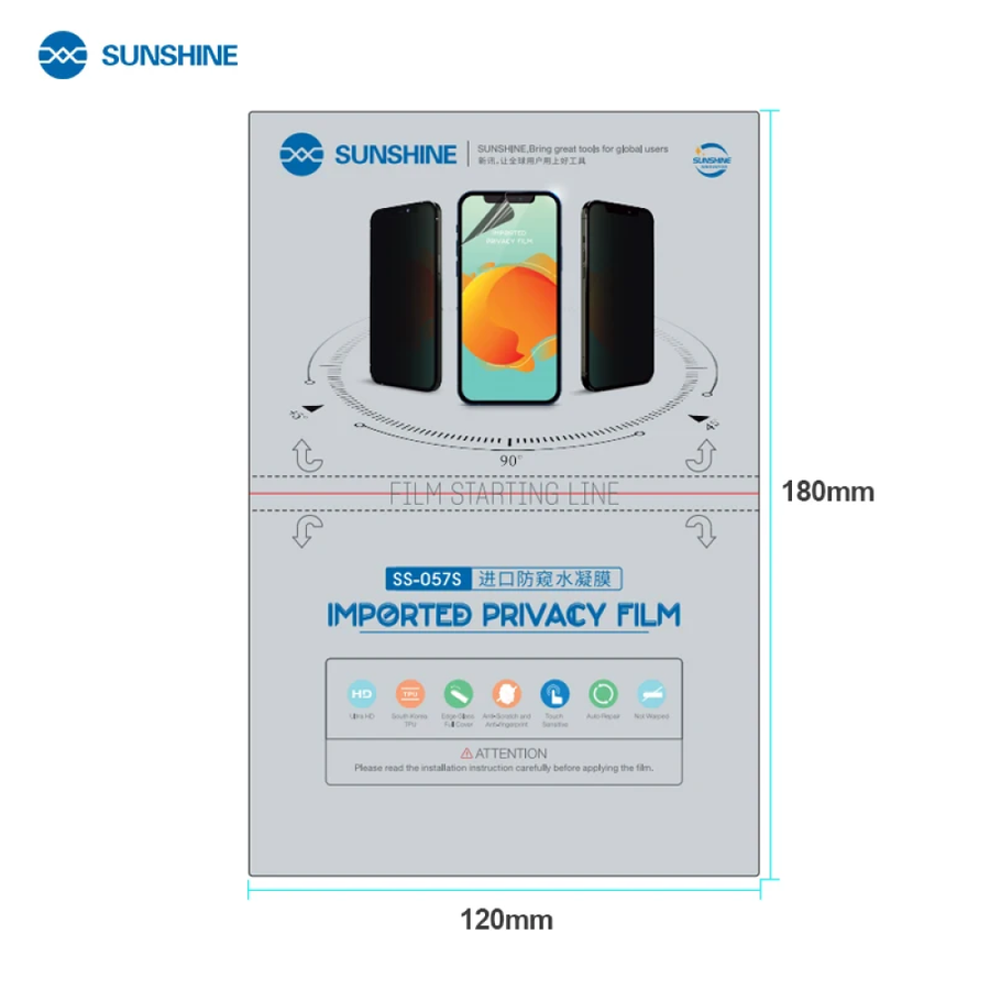 Film hydrogel flexible importé pour la protection de la vie privée Sunshine SS-057S (50 pièces)