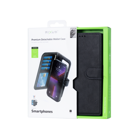 Portefeuille magnétique amovible Rixus Duo pour Samsung Galaxy S23 Plus Noir