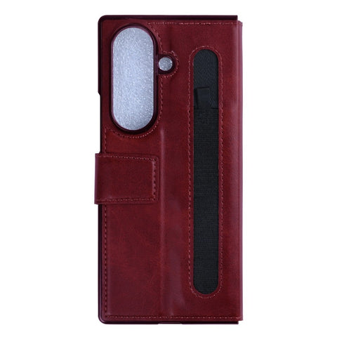 Étui portefeuille Rixus avec porte-stylo pour Samsung Galaxy Z Fold 7 rouge