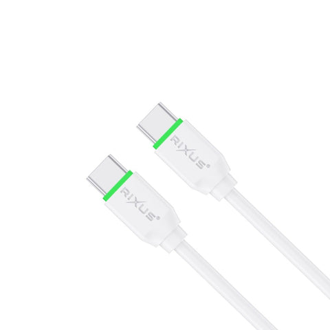 Câble de recharge rapide Rixus RXUC13C USB-C vers USB-C 30 cm blanc