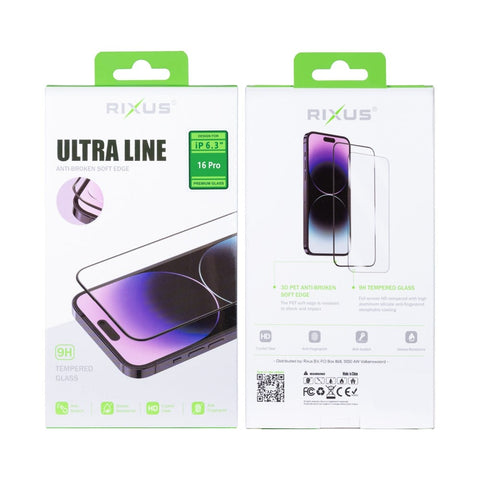 Verre trempé Rixus Clear HD Ultra Line pour Apple iPhone 16 Pro