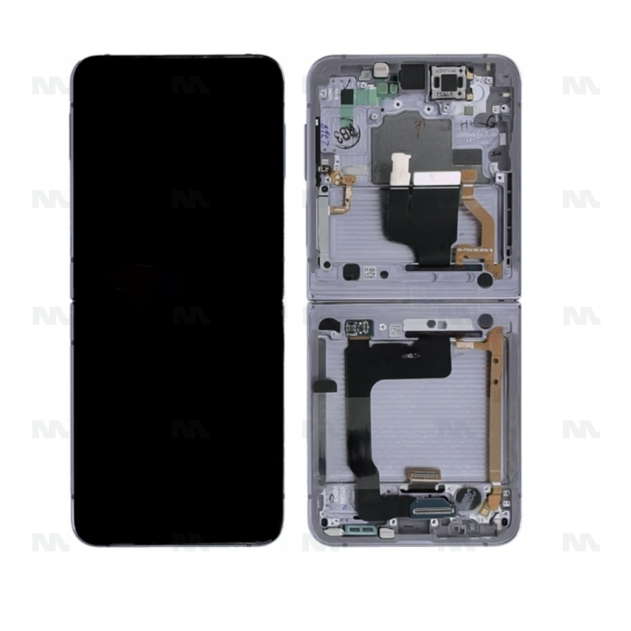 Chassis + Ecran Officiel Service Pack + Vitre pour Samsung Galaxy Z Flip4 5G F721B - Blanc