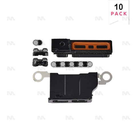 Ensemble de haut-parleurs et microphones en titane noir compatible pour Apple iPhone 16 Pro Max (lot de 10)