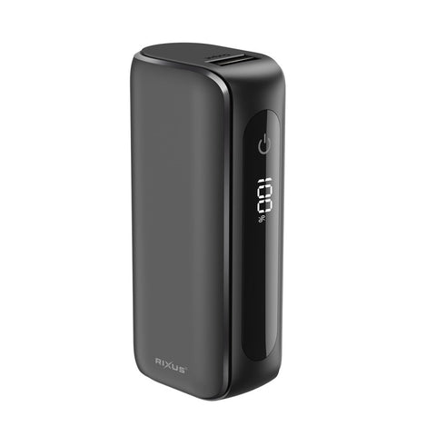 Batterie externe compacte Rixus RXPB23 avec écran numérique 5 000 mAh - Noir
