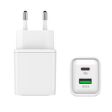 Adaptateur de voyage CH033 double port USB-A et USB-C 33 W blanc