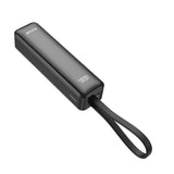 Batterie externe Rixus RXPB03B avec écran numérique 5 000 mAh et câble USB-C intégré - Noir